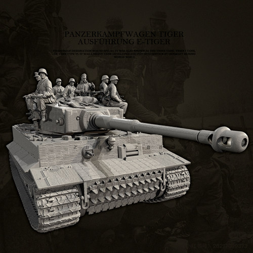人高 25mm 50mm 虎式坦克及成员(全套) 树脂兵人 白模 TD-7859/3D