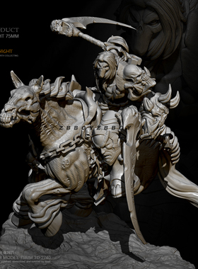 75mm 1/24 ZBBOY监制 僵尸骑士  树脂手办 女兵人 白模 TD-2740