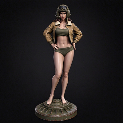人高38mm 50mm 75mm 二战美军女坦克兵 树脂兵人 白模 TD-7915/3D