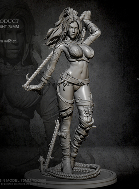 H75mm 1/24 ZBBOY监制 神鞭女将  树脂兵人白模 TD-2558