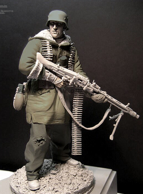120mm 二战欧洲机枪兵人 树脂手办 兵人 白模(原特)  A-1437