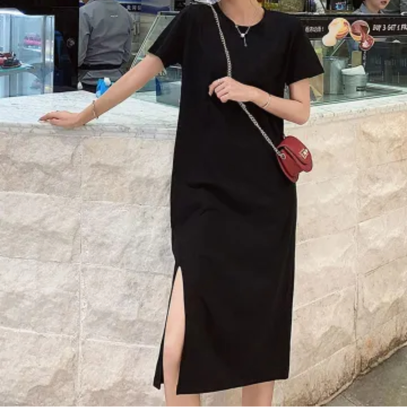 夏季连衣裙女式休闲遮肚大码宽松