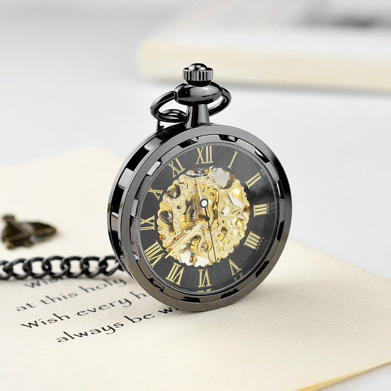 새로운 창조적 인 복고풍 향수 남성과 여성의 회중 시계 학생 로마 숫자 중공 펜던트 기계식 시계 노인 교수형 시계