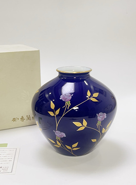 日本 回流 进口瓷 Koransha 香兰社 描金花卉 蔷薇 玫瑰 花瓶摆件