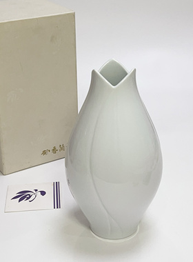 日本 进口 香兰社 花瓣口 白瓷 插花 花瓶 花器 花入 摆件