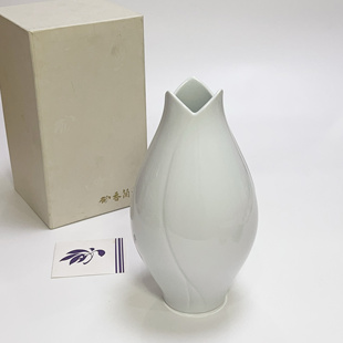 日本 进口 香兰社 花瓣口 白瓷 插花 花瓶 花器 花入 摆件
