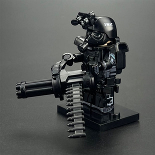 防毒特警部队人仔特种兵小人士兵模型加特林儿童拼装益智积木玩具