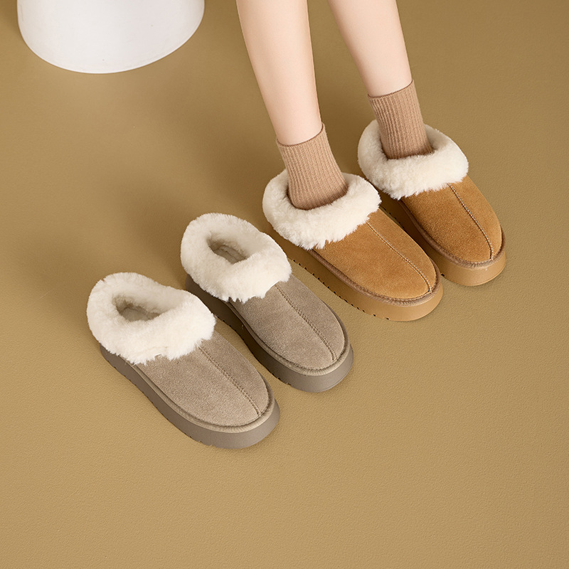 真皮雪地靴女2025秋冬厚底防滑