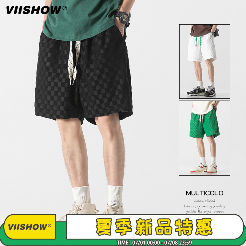 VIISHOW夏季薄款日系休闲短裤男潮牌情侣运动纯棉沙滩五分裤子男