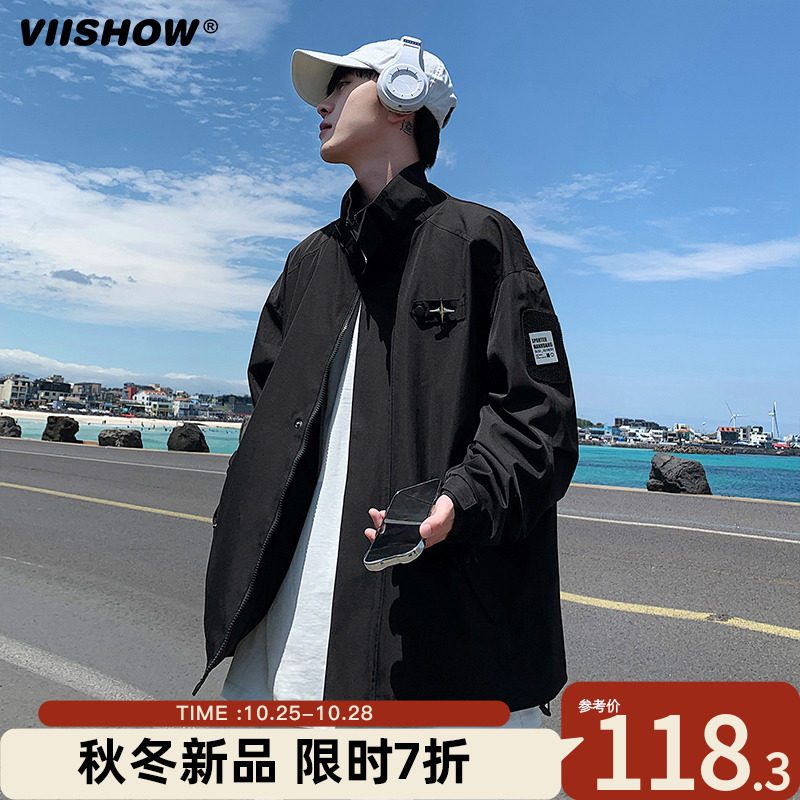 VIISHOW外套男春秋季2023新款潮牌痞帅美式重磅夹克青少年上衣属于什么档次？