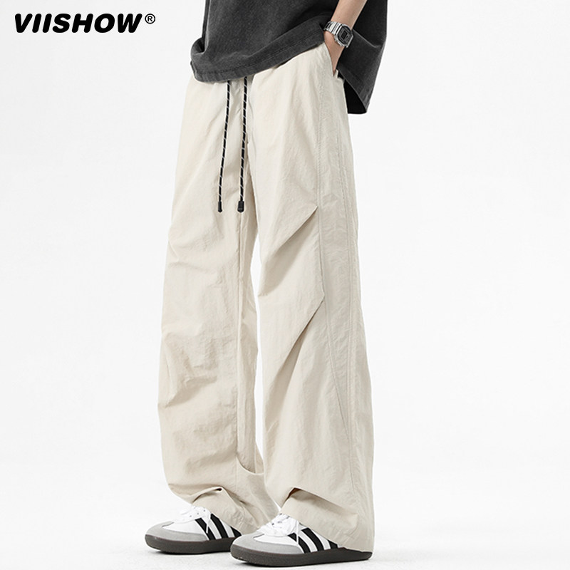 VIISHOW休闲裤男款2026新款日系潮牌宽松阔腿百搭个性直筒工装裤图片