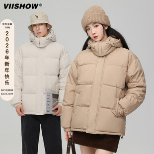VIISHOW2025冬新款男女情侣面包短款羽绒服简约青春保暖百搭上街