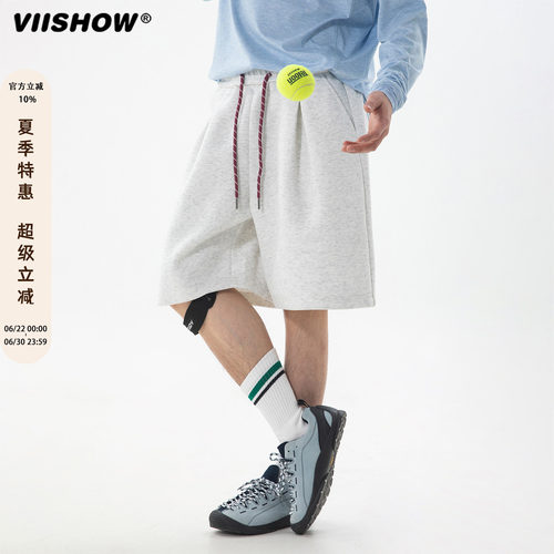 VIISHOW夏季运动休闲透气短裤高街潮牌复古中裤抽绳宽松五分裤男