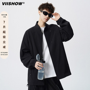 VIISHOW美式凉感透气立领防晒衣男夏潮牌休闲外套宽松运动上衣