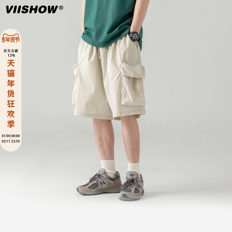 VIISHOW工装短裤男夏季薄款高街潮牌宽松大码五分裤休闲运动5分裤