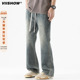 男夏季 美式 新款 VIISHOW微喇牛仔裤 男vibe宽松男款 喇叭裤 高街裤 子