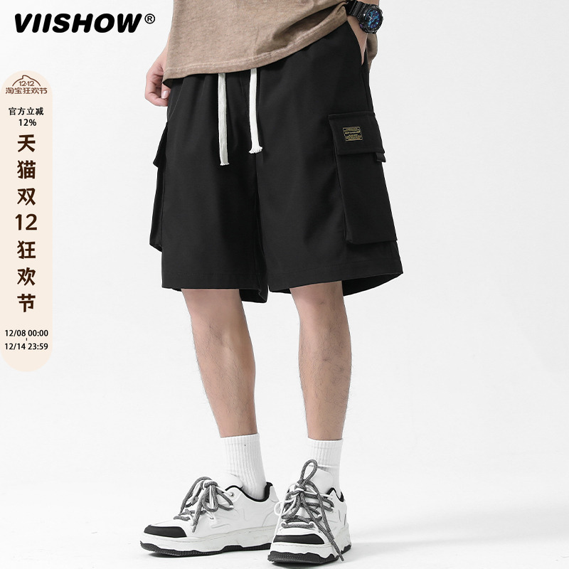VIISHOW街头复古多口袋工装短裤男潮牌宽松阔腿休闲百搭五分潮裤