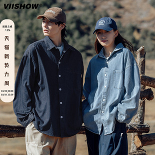 男复古户外休闲工装 衬衫 外套2025年春季 长袖 美式 VIISHOW牛仔衬衫