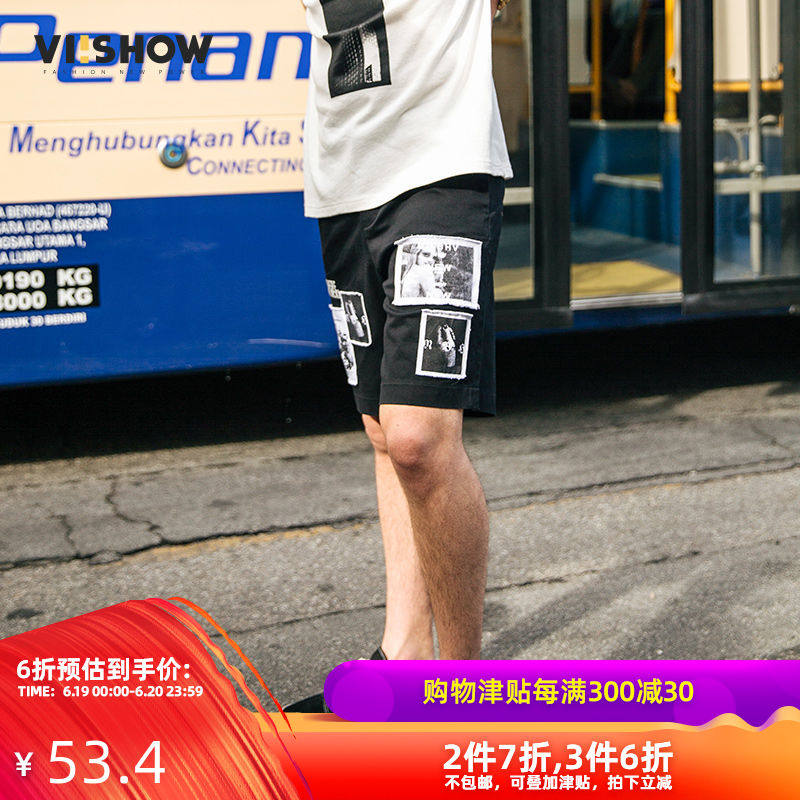 VIISHOW夏裝新款休閑短褲男棉質人像印花彈性男士短褲潮在類目 男裝, 休閒褲中 - 來自Buy2taobao.com提供專業的淘寶代購服務