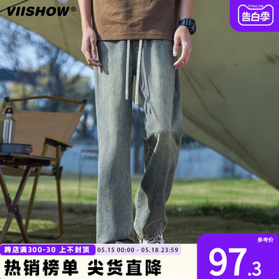 VIISHOW微喇牛仔裤男夏