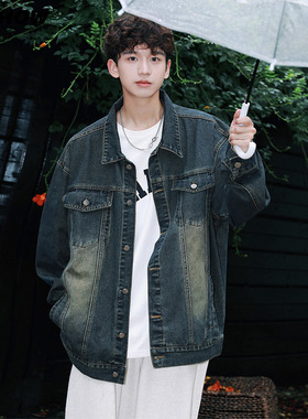 VIISHOW美式复古牛仔外套男士秋痞帅潮牌夹克宽松vibe高街牛仔衣