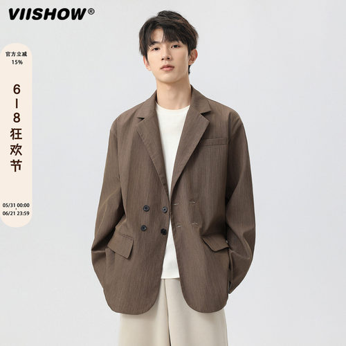 VIISHOW休闲小西装修身制服简约宽松秋装2025年新款西服外套男士