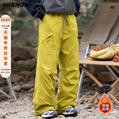 潮牌防泼水保暖长裤 VIISHOW户外机能风90绒防寒滑雪羽绒裤 男冬季