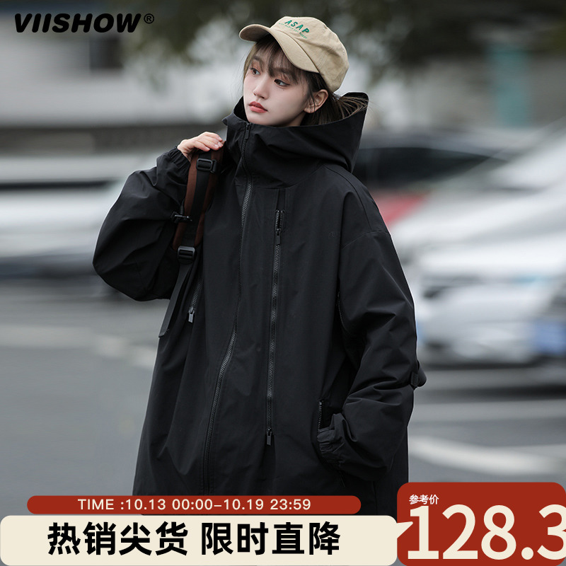 VIISHOW冲锋衣外套男春秋季山系潮牌美式拉链机能宽松工装夹克男