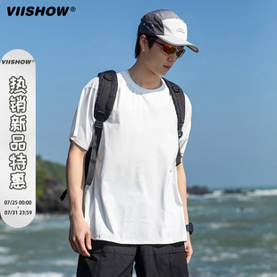 VIISHOW运动速干薄款 宽松休闲纯色圆领上衣服 t恤短袖 男2025夏季