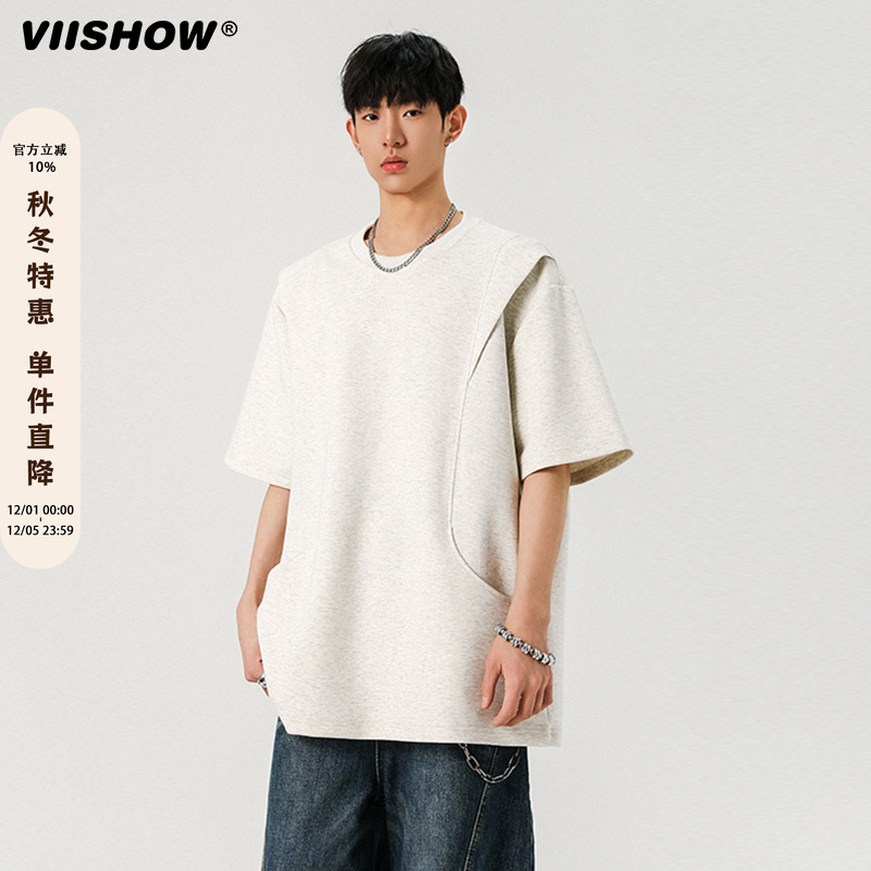 VIISHOW活页剪裁美式高街短袖T恤