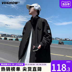 VIISHOW外套男春秋季2024新款潮牌痞帅美式重磅夹克青少年上衣