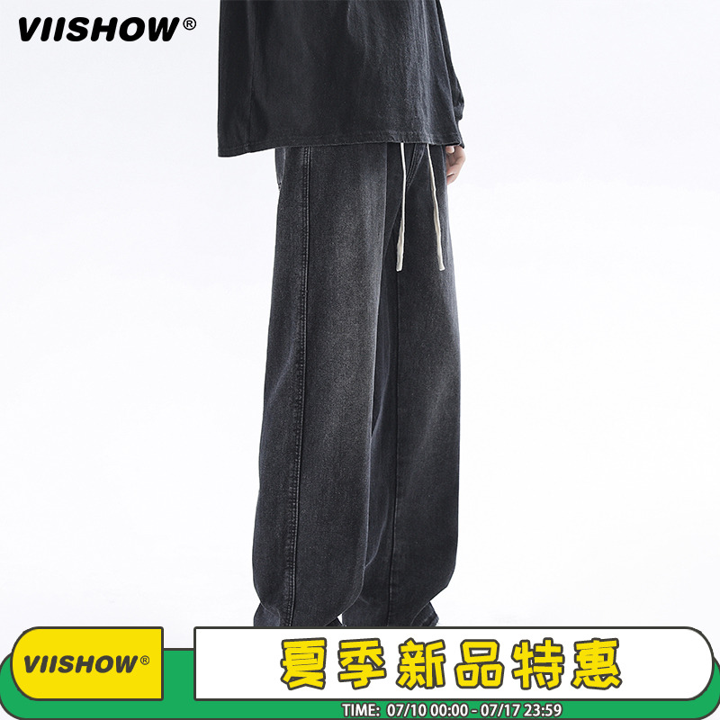 VIISHOW水洗直筒潮牌牛仔裤男