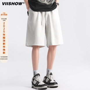 VIISHOW街头宽松百搭休闲短裤 男生复古简约跑步健身运动五分裤