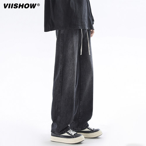 VIISHOW水洗直筒潮牌牛仔裤男