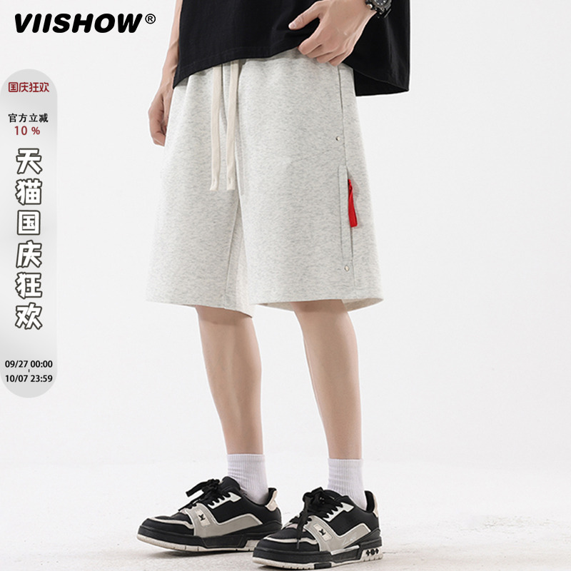 VIISHOW重磅运动短裤男2025夏季宽松直筒休闲五分裤子透气篮球裤