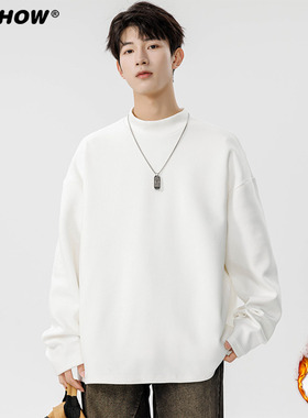 VIISHOW半高领德绒卫衣男女2025新款冬季加厚男生内搭保暖打底衫