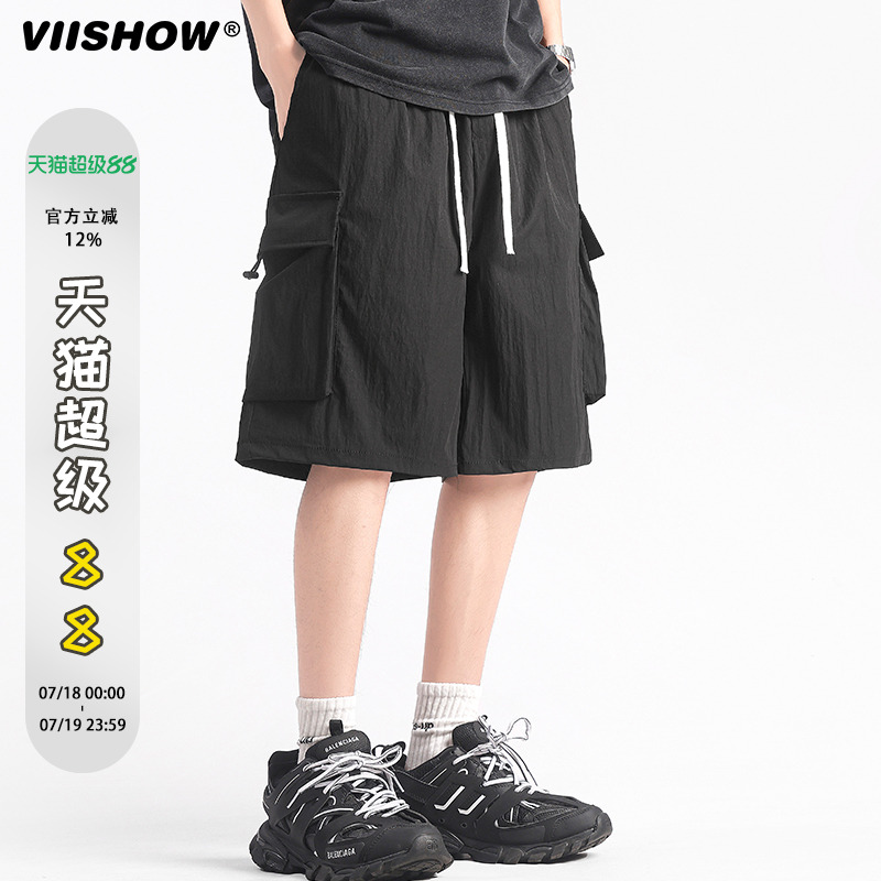 VIISHOW夏季工装短裤男士潮牌宽松直筒五分裤沙滩裤休闲运动中裤