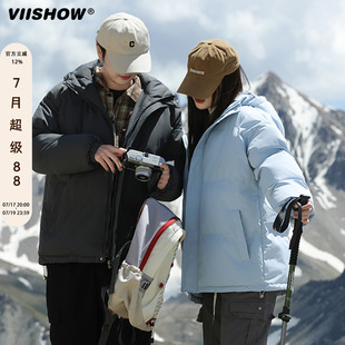 VIISHOW简约百搭连帽棉服男士冬季新款加绒加厚棉袄男生棉衣外套