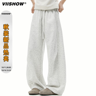 直筒阔腿弯刀宽松休闲长裤 男情侣百搭薄款 潮 阔腿卫裤 VIISHOW秋季