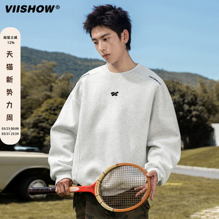 上衣 潮牌撞色印花情侣装 VIISHOW美式 重磅潮流圆领卫衣男2025秋季