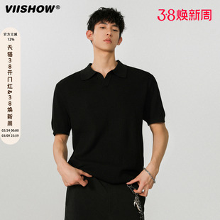 VIISHOW海鸥领打底短袖POLO衫男2025夏季新款潮宽松翻领半袖t恤衫