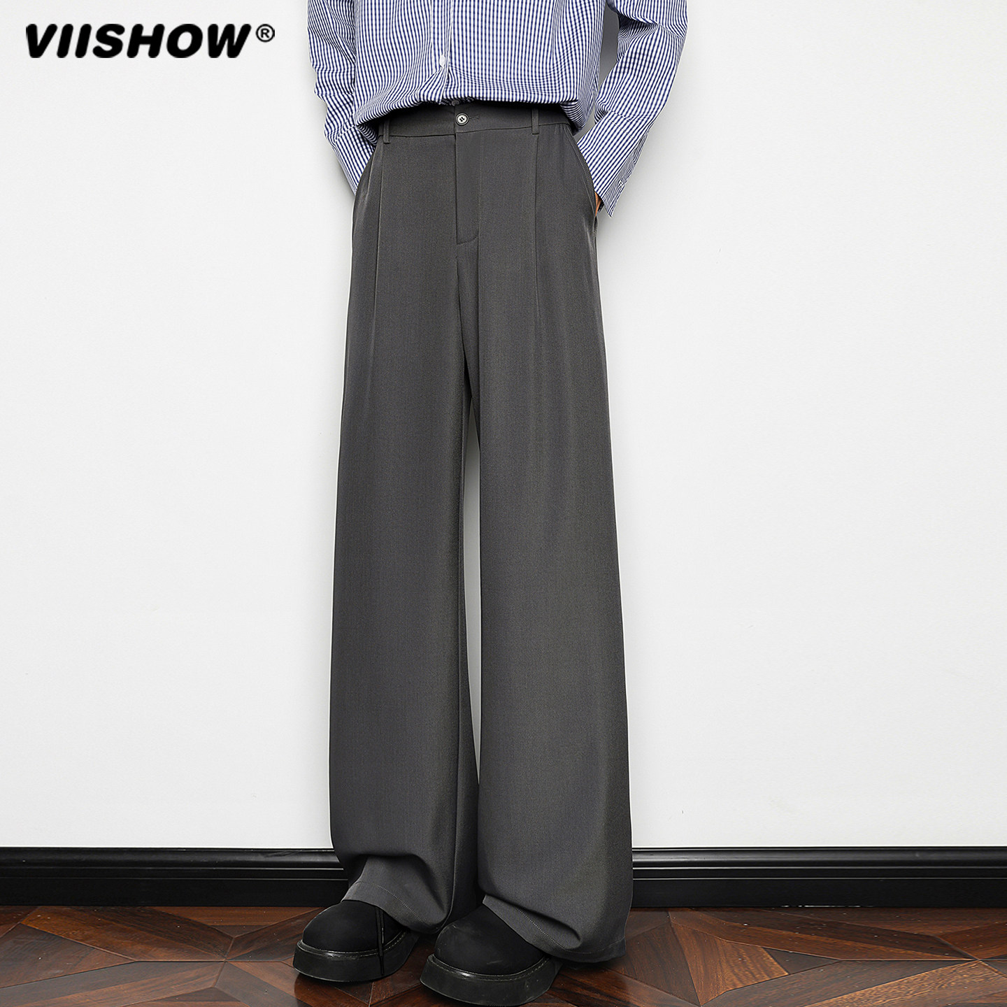 VIISHOW垂感西装男秋季新款美式复古休闲裤青少年宽松直筒阔腿裤