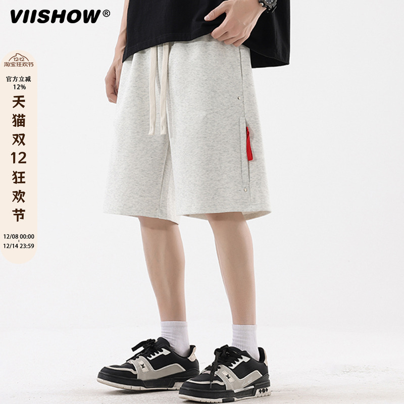 VIISHOW重磅运动短裤男2025夏季宽松直筒休闲五分裤子透气篮球裤