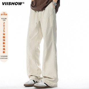 VIISHOW复古户外机能纯色直筒冲锋裤 男潮牌宽松情侣百搭休闲长裤