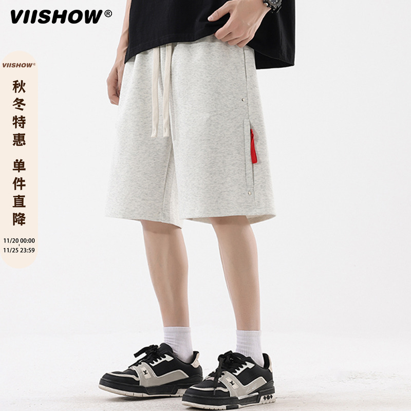 VIISHOW重磅运动短裤男2025夏季宽松直筒休闲五分裤子透气篮球裤