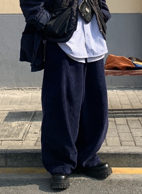 Daily 1|日系复古灯芯绒阔腿裤 超宽松堆积感cityboy工装裤休闲裤