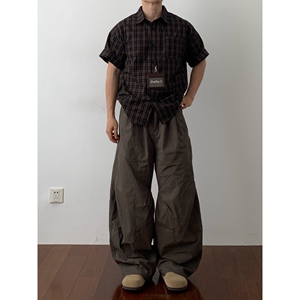 Daily 1|复古小格纹短袖衬衫日系休闲宽松半袖衬衣基础百搭上衣潮