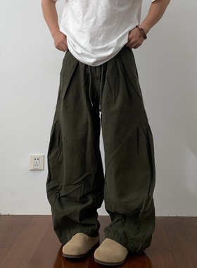 Daily 1|设计感打褶阔腿裤美拉德日系复古街头萝卜裤秋冬显高长裤