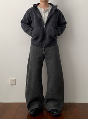 Daily 1|复古老钱羊毛针织连帽外套慵懒风简约高级感休闲毛衣宽松