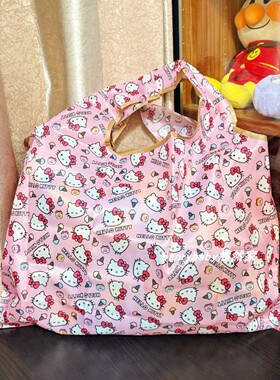 日系kittty大容量可折叠购物袋便携式手提袋环保袋超市买菜袋